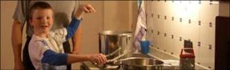Sebastian cooking Pancakes