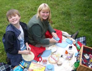 Picnic with wickerwork basket